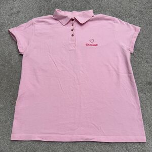 Ultramar Conzumel Mexico Souvenir Polo Shirt JR XL Pink Rhinestone Heart Bling